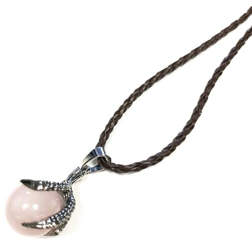 Dragon Claw Gemstone pendant on waxed cord - Rose Quartz